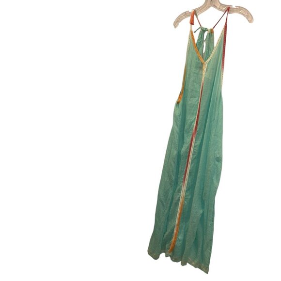 Z&L turquoise orange tie dye trim tassel tunic cover up dress bohemian m… - Picture 1 of 6